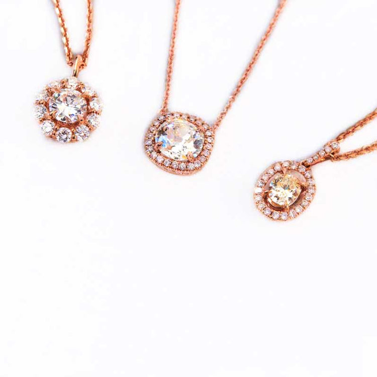 Handcrafted Diamond Pendants with a Halo